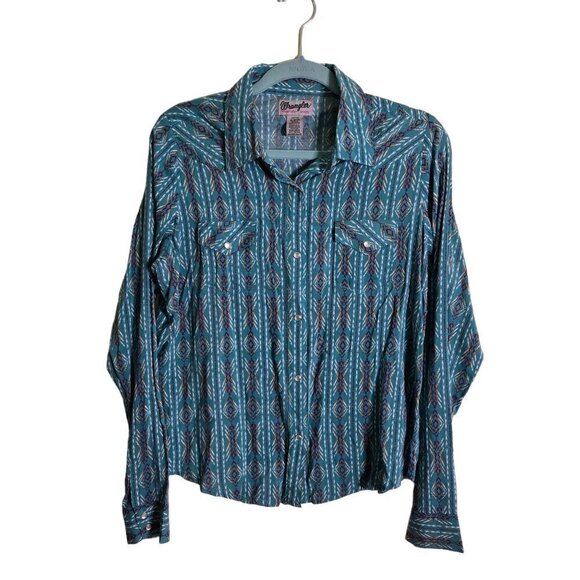 Wrangler Vintage Y2K Cowgirl Southwest Pearl Snap Rancher Shirt Size M - Picture 2 of 7